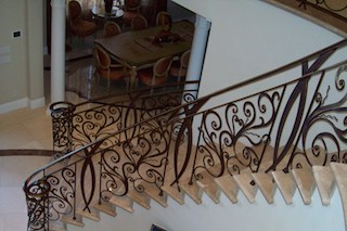 Rampe, escalier, en, fer, forgé, ferronnerie, d’Art,