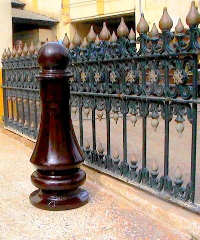 mobilier, urbain, borne, en, fonderie, 