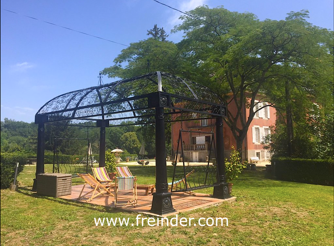 pergola, abris, jardin, fer, forge
