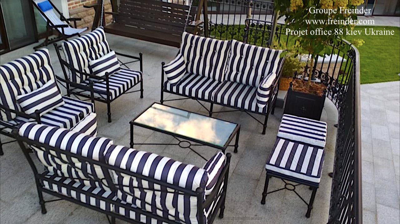 salon, de, jardin, mobilier, meubles, fer, forgé