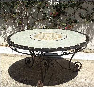 Table jardin zellige -  table de jardin - mobilier de jardin -  table en zellige 