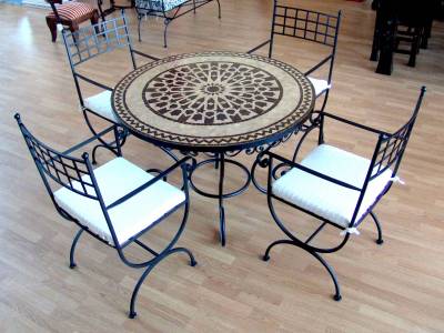 Table jardin zellige -  table de jardin - mobilier de jardin -  table en zellige 