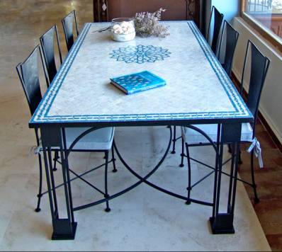 Table jardin zellige -  table de jardin - mobilier de jardin -  table en zellige 