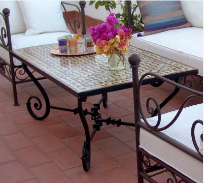 Table jardin zellige -  table de jardin - mobilier de jardin -  table en zellige 