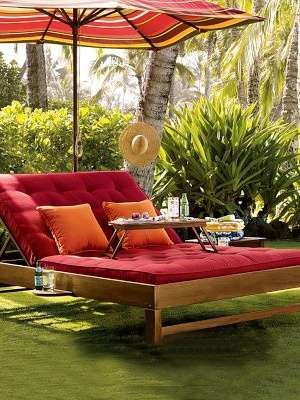 transat, chaise, longue, en, bois, et, toile, transat, avec, repose, pied, chaise, longue, extérieur, relax,