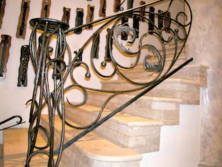 Rampe, escalier, en, fer, forgé, ferronnerie, d’Art,